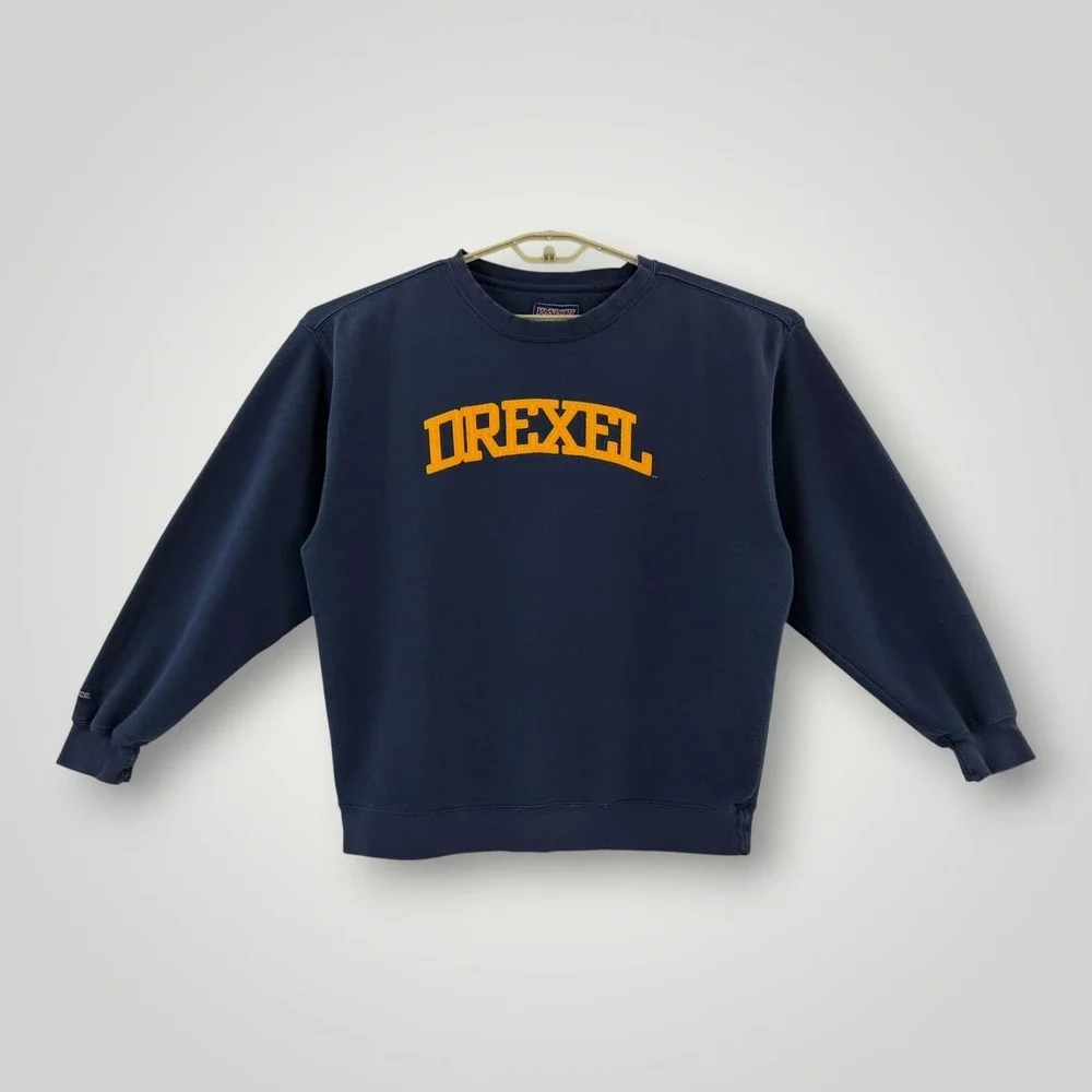 JanSport Drexel Sweatshirt Mens Large Blue NCAA Crewneck Fleece Pullover Y2K